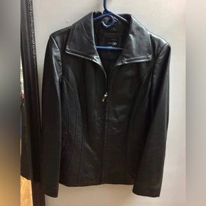 Leather Jacket, Black, Petite Medium
